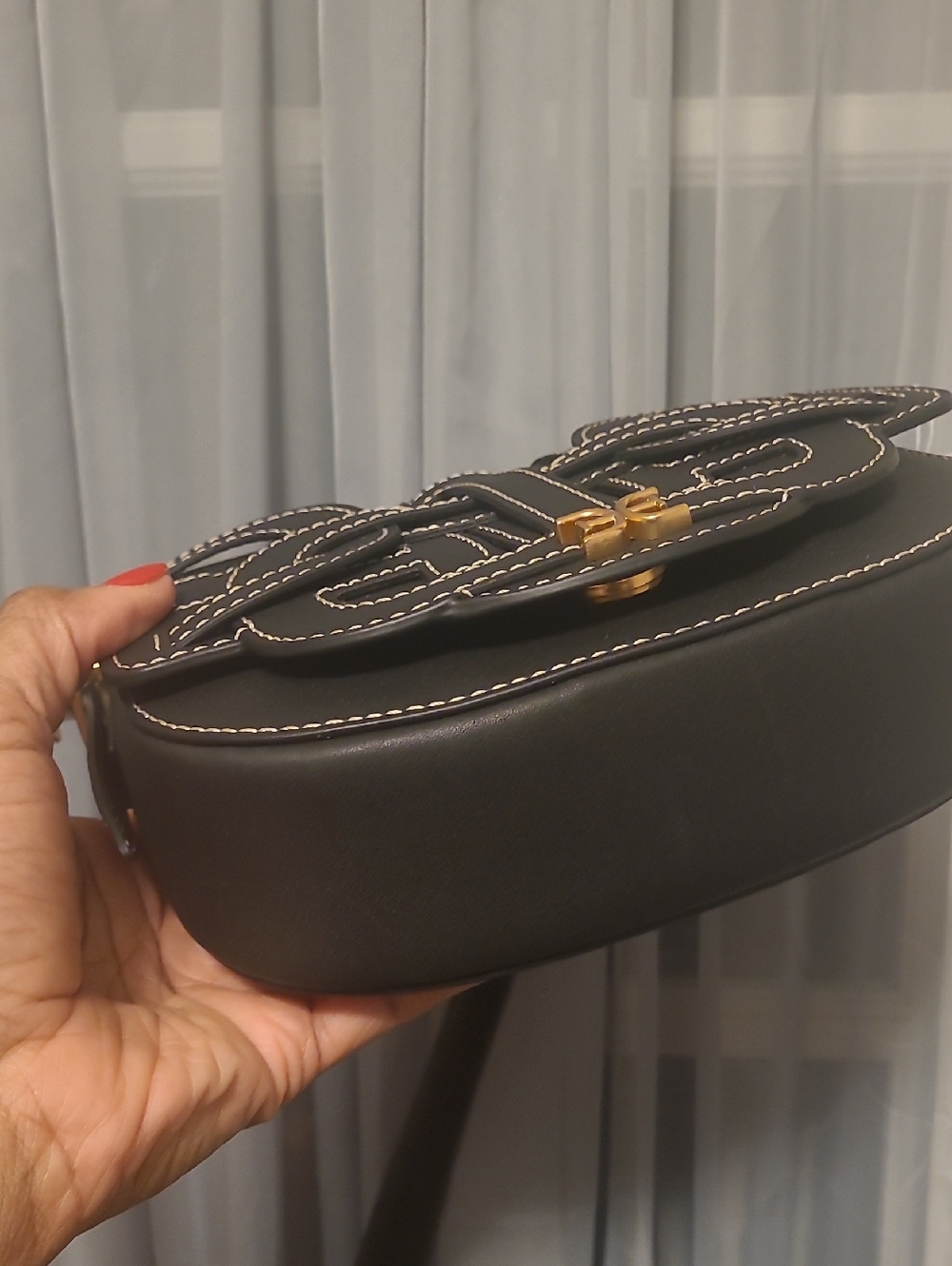 SAM EDELMAN Black Leather Crossbody Bag with Contrast Stitching - Picture 9 of 13